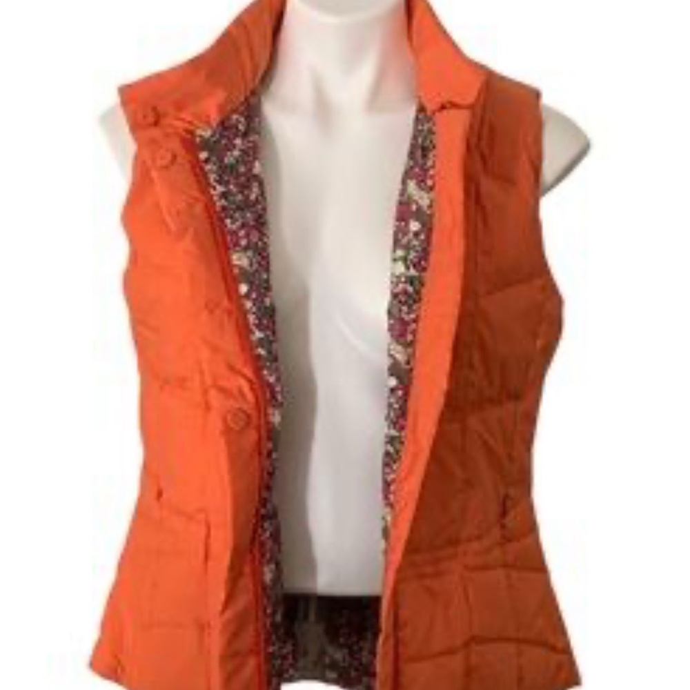 Lilly Pulitzer Pink and Green Floral Fabric Down Filled Puffer Vest